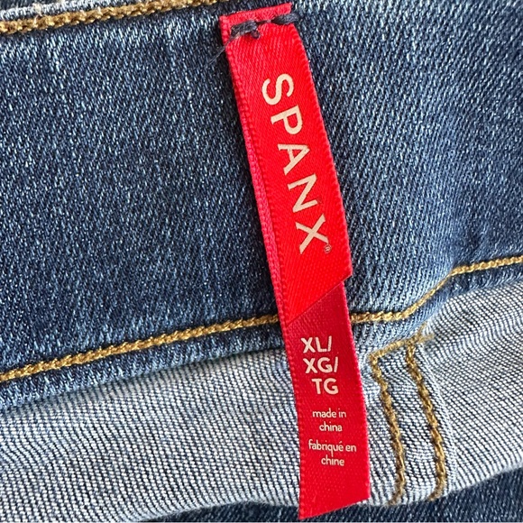 SPANX Jeans Size‎ XL Blue Pull On Denim Skinny Jeans Stretchy Compression - Picture 7 of 11
